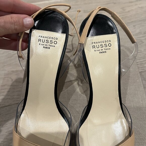 Francesco Russo Leather Slingback Pump Heels - Picture 6 of 7